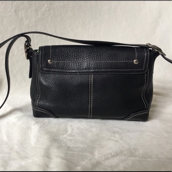Black pebble LEATHER Coach Crossbody Purse - Picture 5 of 8